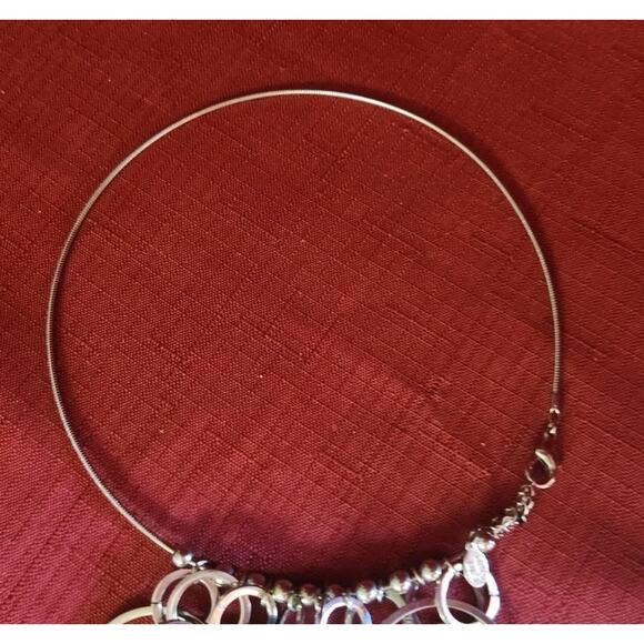 Cookie Lee Choker Silver Tone Round Ring Chain Necklace - Picture 6 of 7